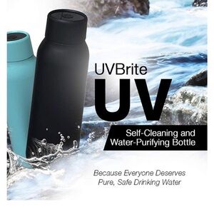 UVBrite Self-Cleaning and Water-Purifying Bottle 18.6 Oz New In Box Black